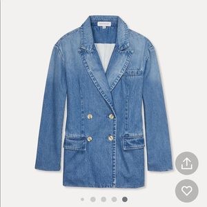 Something navy double breasted denim blazer NWT